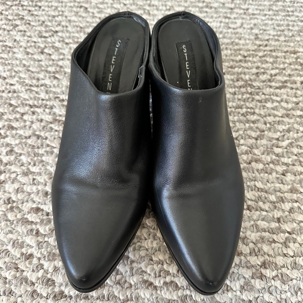 Steven by Steve Madden Black Leather Mules Size 7